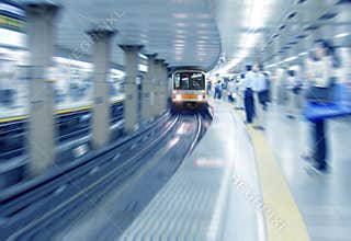 At the train station