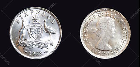 1963 Australian Sixpence Silver Coin