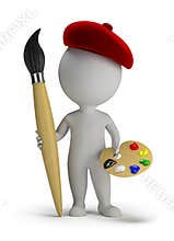 3d small people - artist with a large brush