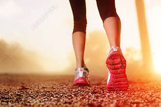 Athlete feet on road