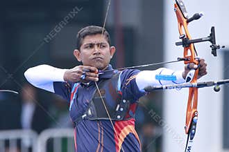 Young archer with the bow