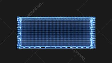 Loop animation of cargo container with holographic style, freight and export, 3d rendering