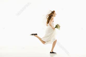 Running bride.