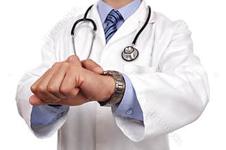 Doctor checking the time