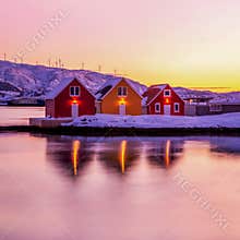 Close to the arctic circle, sunset in Sommarøy village near Trømso, Norway