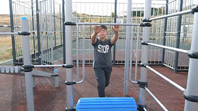 Children on the playground on the street in the yard. Live a healthy life. Be H3althy