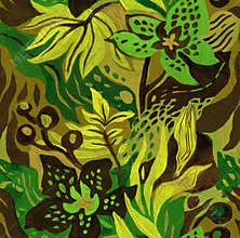 Trendy green organic hand drawn seamless pattern with tropical forest.