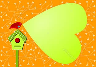 Invitation Card with bird and bubble speech heart