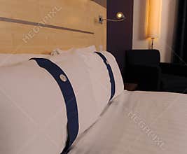 Comfortable modern bed in room