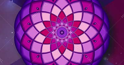 Purple Seed of life symbol Sacred Geometry moving. Video Geometric mystic mandala of alchemy esoteric Flower of Life
