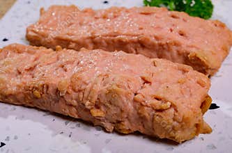 Tasty vegetarian vegan fish free salmon steak, healthy food
