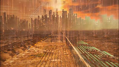 Apocalyptic landscape. Animated 4K video