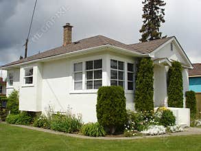Little white stucco house