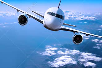 Airplane above the clouds,