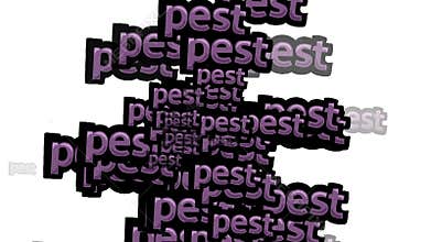 animated video scattered with the words PEST on a white background