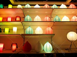 Colorful lights on the shelf