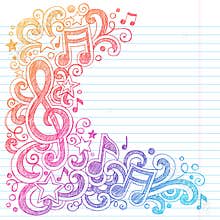 Music Notes Sketchy School Doodles Vector