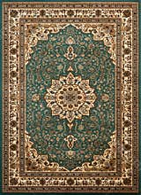 green persian carpet top view