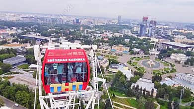 Moscow, Russia - 08.08.2023 -Areal view of Exhibition of Achievements of National Economy site, known as VDNKH. City