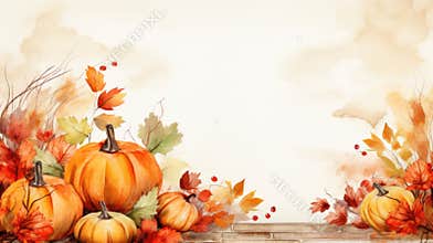 Watercolor Autumn Thanksgiving background Happy Thanksgiving day