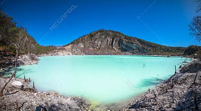 White crater or Kawah Putih sulfur lake in West Java, Near Bandung city, Indonesia