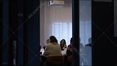 Commercial company managers team at work conference