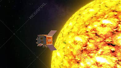 Solar spacecraft orbiting around sun
