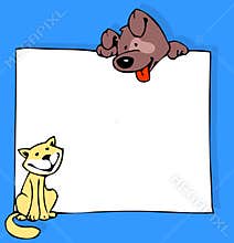 Cat dog and poster in color