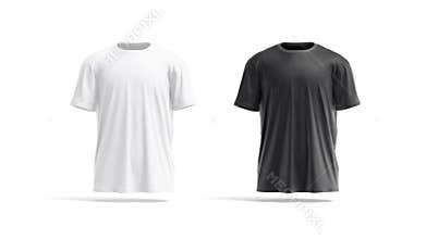 Blank black and white oversize t-shirt mockup, looped rotation, 4k