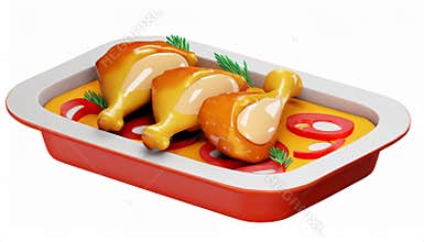 Dish with delicious chicken thighs fast food icon