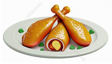 Dish with delicious chicken thighs fast food icon