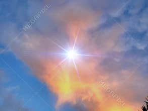 Clouds and star in the sky, spiritual and angelic energy.