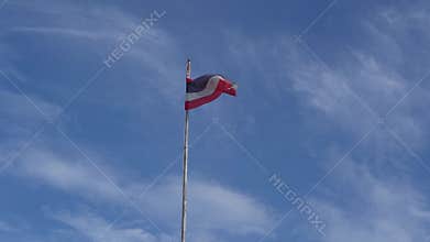 Tie the Thai flag pole , 7 January 2024 , Buriram Thailand.