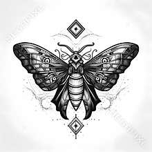 Beautiful butterfly tribal tattoo with intricate line art, Hand drawn illustration for tattoo design