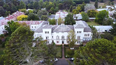 Pullback shot of Beechworth Asylum