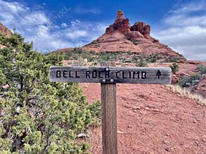 Bell Rock Climb Sign. Sedona, Arizona USA