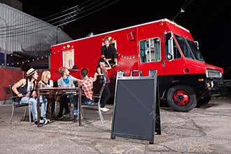 Happy Customers at Food Truck