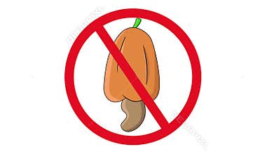 Animation of prohibited icon and cashew fruit icon
