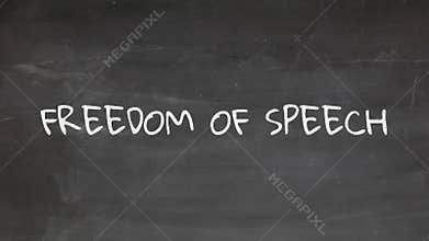 Hand Draw FREEDOM OF SPEECH, Chalkboard