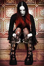 Gothic lady on stairs