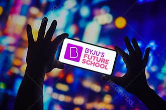 September 26, 2022, Brazil. In this photo illustration, the BYJUs Future School logo seen displayed on a smartphone