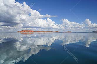 Beautiful Lake Argyle in Western Australia with reflection in the water