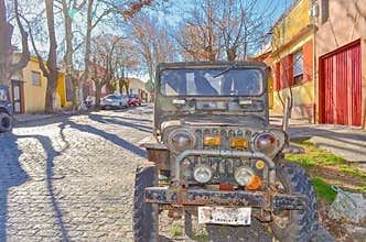 Antique car on the street of Colonia del Sacramento, Uruguay