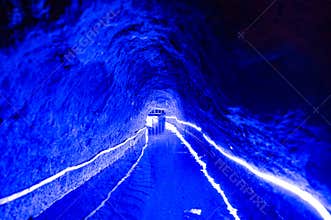 Underground ditch that flows underground in the karez in Turpan, Xinjiang