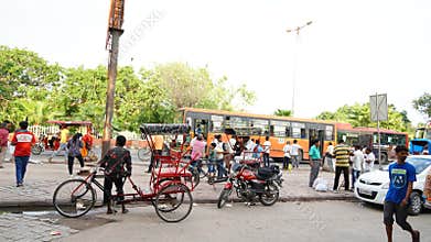 bus stand indian photo Paschim Vihar, Delhi , India- 14 â€ŽJune â€Ž2022
