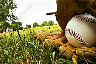 Baseball and old baseball glove