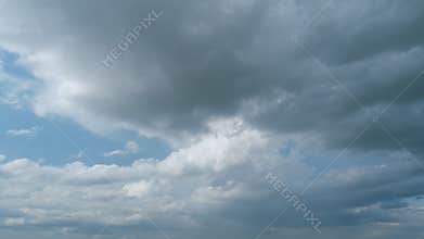 Heavy rain before a storm. Tornado cloud. Beautiful rainy dark storm clouds. Timelapse.