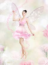 Gorgeous young woman as flower fairy