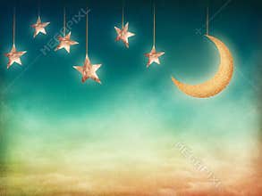 Moon and stars