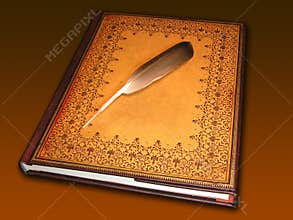 Book holding a feather
